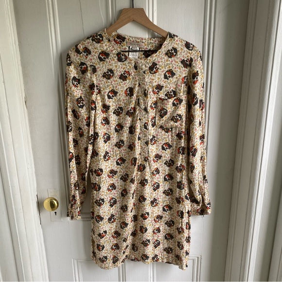 Paul and Joe Sister Chihuahua Dog Print Shirt Dress Cream Floral Size 42… - Picture 2 of 13